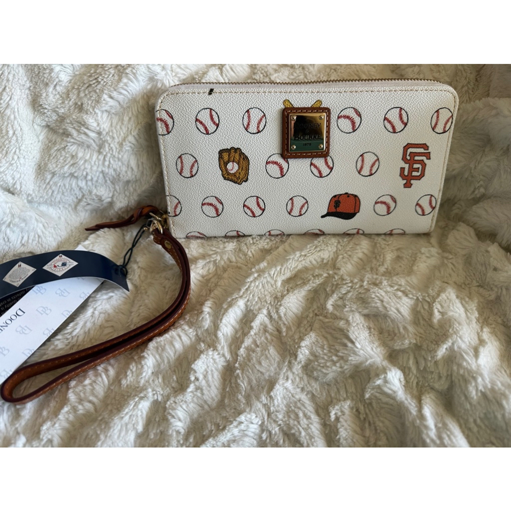 Dooney &  Bourke SF Giants wallet wristlet  logo NWT white, brn, orange
